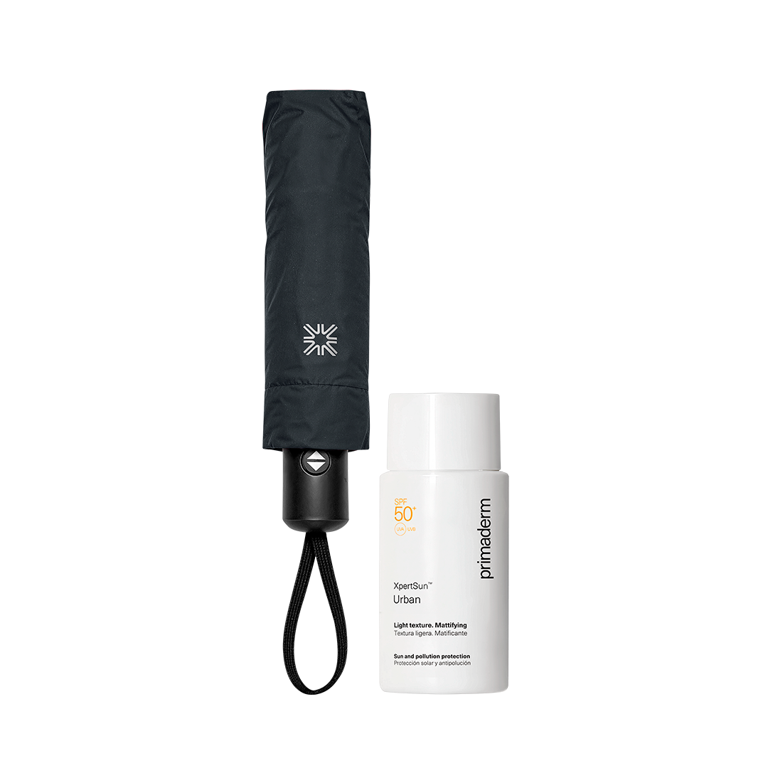 Pack Protección UV 360° – Singuladerm XPERT SUN + Sombrilla UV Line Negra